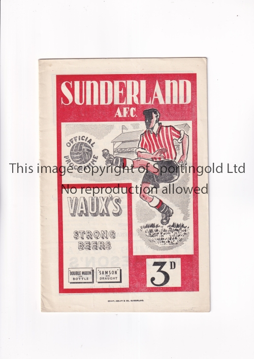 ARSENAL Programme for the away League match v Sunderland 31/3/1951, including newspaper clipping,