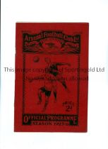 ARSENAL Programme for the home League match v Everton 31/10/1925, staples rusted away and re-