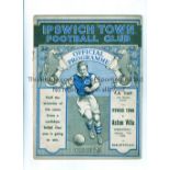 IPSWICH TOWN V ASTON VILLA 1939 Programme for the FA Cup 3rd round replay at Ipswich 11/1/1939,