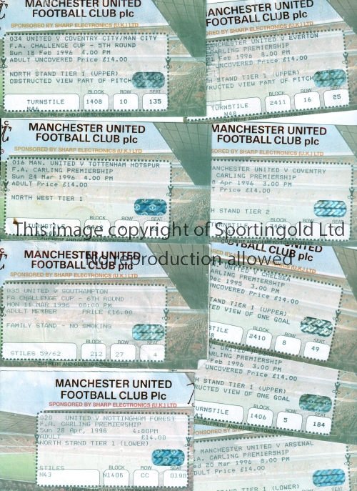 MANCHESTER UNITED Tickets for homes matches 1995/6 Arsenal, Blackburn Rovers, Chelsea, Coventry