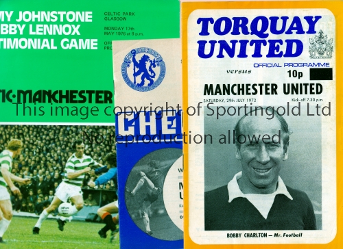 MANCHESTER UNITED Fifteen away Friendly programmes v Torquay United 29/7/1972, Bobby Charlton,
