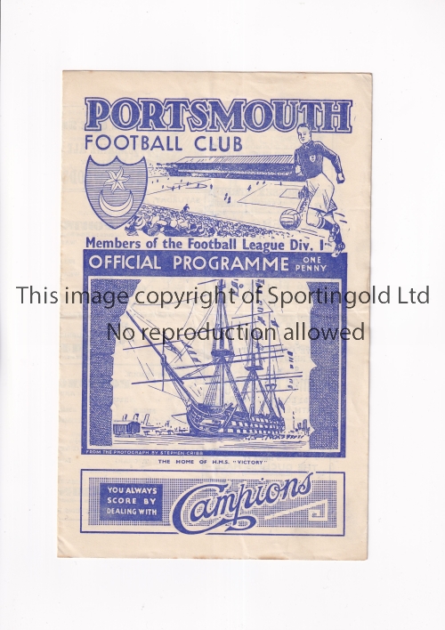 PORTSMOUTH V FULHAM 1941 Programme for the South Regional League match at Portsmouth 5/4/1941,