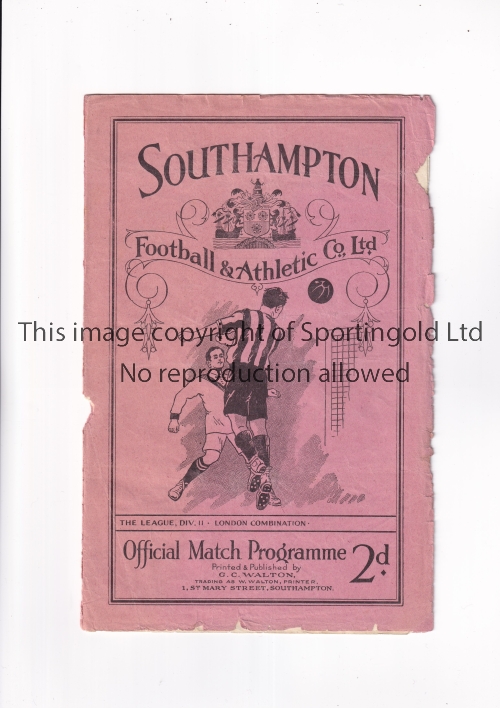 SOUTHAMPTON V PORT VALE 1934 Programme for the League match at Southampton 6/1/1934, slight