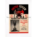 MANCHESTER UNITED Programme for the home FA Youth Cup tie v Blackburn Rovers 23/3/1957, very