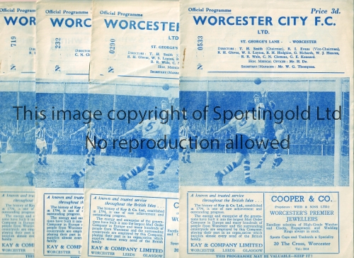 WORCESTER CITY Eleven home programmes including v Gloucester City 31/8/1959, Southern League Cup,