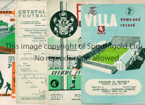 1950'S FOOTBALL PROGRAMMES Approximately 50 programmes including Aston Villa joint issue v