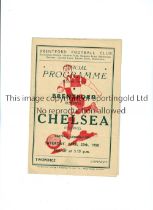 CHELSEA Programme for the away Football Combination match Brentford 29/4/1950, slightly creased.