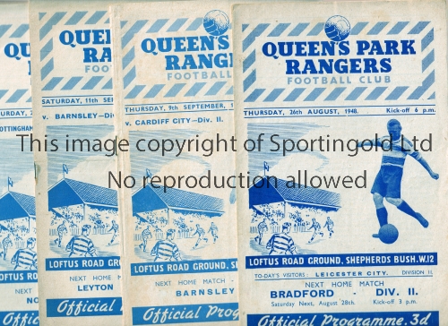 QUEEN'S PARK RANGERS Eight home programmes from the 1948/49 season. v Leicester City 26/8, Cardiff