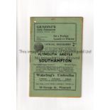 PLYMOUTH ARGYLE V SOUTHAMPTON 1937 Programme for the League match at Plymouth 26/3/1937,