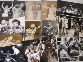 BOXING PRESS PHOTOS Fifty four B/W Press photos with stamps on the reverse, including wirephotos: 20