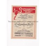 SOUTHAMPTON V WEST HAM UNITED 1944 Single sheet programme for the FL South match at Southampton 18/