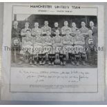MANCHESTER UNITED A 10" X 9.5" B/W team group picture 1946/47, horizontal creases and minor wear.
