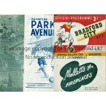1940'S FOOTBALL PROGRAMMES Ten programmes: Bradford City v Darlington 30/10/1948, Bradford Park