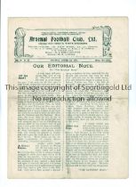 ARSENAL Programme for the home League match v Bradford City 1/1/1921, slightly folded in four.