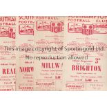 SOUTHAMPTON Four home programmes for the League matches v Brighton 7/11/1953, Millwall 5/12/1953,