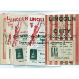 LINCOLN CITY Seven home programmes v Oldham Athletic 25/10/1947, paper replacement repairs, Tranmere