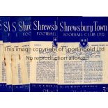 SHREWSBURY TOWN Six home programmes for the League matches v Queen's Park Rangers 19/9/1953,