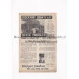 STOCKPORT COUNTY V HULL CITY 1947 Programme for the League match at Stockport 13/9/1947, creased,