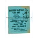 CHESTER V DARLINGTON 1939 Programme for the League match at Chester 22/4/1939, vertical crease,