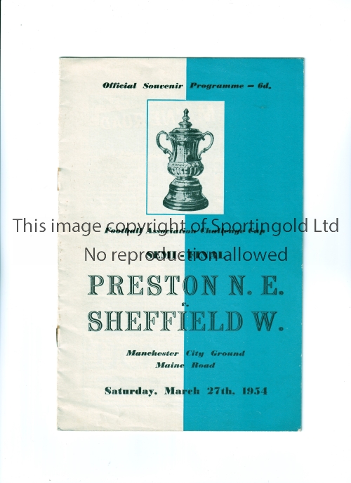 1954 FA CUP SEMI-FINAL AT MANCHESTER CITY F.C. / PRESTON NORTH END V SHEFFIELD WEDNESDAY Programme