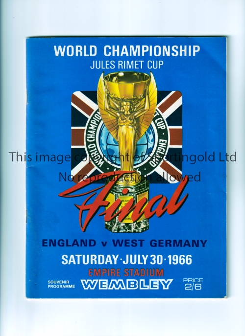 1966 WORLD CUP FINAL Programme for England v West Germany, neat teams and scores entered and very