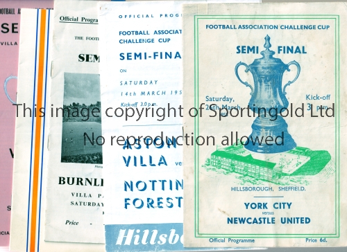 FA CUP SEMI-FINALS Eight programmes from the 1950's and 1960's, including, York City v Newcastle