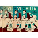 ASTON VILLA Four programmes for the League matches, including 1 X joint issue v Bolton Wanderers