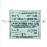 MANCHESTER UNITED V TOTTENHAM HOTSPUR 1962 Ticket for the re-arranged League match at Tottenham 24/