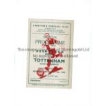 TOTTENHAM HOTSPUR Programme for the away Football Combination Cup tie v Brentford 11/9/1954.