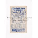 PORTSMOUTH V LEICESTER CITY 1945 Programme for the FL South match at Portsmouth 6/10/1945,