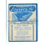 EVERTON V HUDDERSFIELD TOWN 1937 Programme for the League match at Everton 25/9/1937, staple