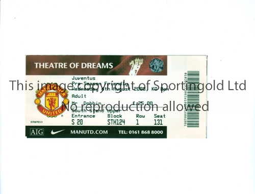 MANCHESTER UNITED Ticket for the home Friendly v Juventus 6/8/2008 Good