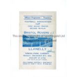 FA CUP NEUTRAL AT CARDIFF CITY F.C. 1950 Programme for the 2nd Replay, Bristol Rovers v Llanelly 4/