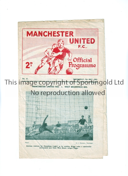 1962 LANCASHIRE SENIOR CUP SEMI-FINAL / MANCHESTER UNITED V LIVERPOOL Programme for the match at Old