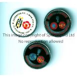 MANCHESTER UNITED Three round badges for Champions League matches away at Juventus 10/3/97,