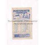 PORTSMOUTH V SOUTHAMPTON 1945 Programme for the FL South match at Portsmouth 8/9/1945, horizontal