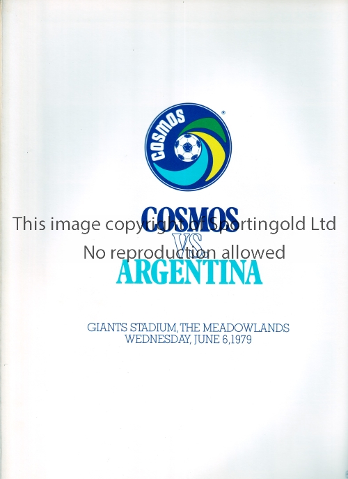 NEW YORK COSMOS Six home programmes for Friendlies at the Giants Stadium v Argentina 6/6/1079, FC