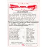 NEUTRAL AT ARSENAL Single sheet programme for the Inter-City Challenge match London Boys v Liverpool