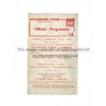 1960 LANCS. LEAGUE DIV. II SUPPLEMENTARY CUP FINAL / MANCHESTER UNITED V EVERTON Single sheet and