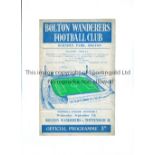 TOTTENHAM HOTSPUR / 1960-1 DOUBLE SEASON Programme for the away League match v Bolton Wanderers 7/