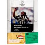 MANCHESTER UNITED Programme, slight vertical crease, ticket and match Airport Boarding Pass for