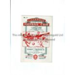 MANCHESTER UNITED Programme for the away match at Liverpool on 24/11/51, rusty staple, score on team