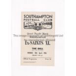 SOUTHAMPTON V EX-SAINTS XI 1956 Programme for the Grand Floodlit match at Southampton 30/4/1956,