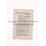 STOKE CITY V BARNSLEY 1945 Programme for the War League match at Stoke 24/11/1945, creased, pencil