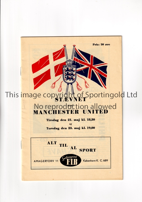 MANCHESTER UNITED Joint issue programme for the away Friendlies v Staevnet 21 & 23/5/1957. Good