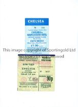 MANCHESTER UNITED Tickets for the matches against Chelsea in 1977/8, home 17/9/77 and away 11/2/