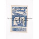 ARSENAL Programme for the away FL South Cup tie 3rd round v Portsmouth 17/2/1945, horizontal crease.