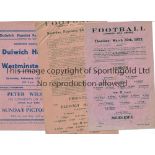 DULWICH HAMLET Three home programmes: 30/3/22 London v Middlesex, 24/2/23 Barnet, Friendly and 11/