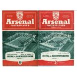 ARSENAL V MANCHESTER UNITED Two programme for matches at Highbury 17/3/56, 4 page issue with