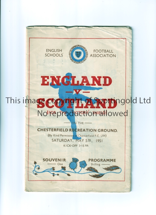 ENGLAND SCHOOLS V SCOTLAND SCHOOLS 1951 / DUNCAN EDWARDS Programme for the Victory Shield match at